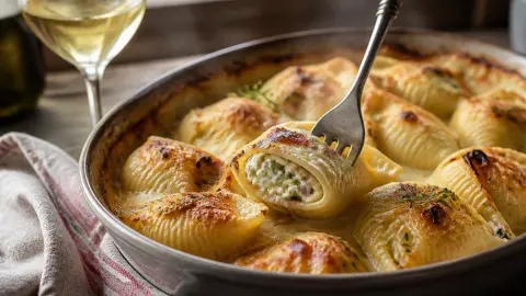 Conchiglioni farcis courgette, bacon et ricotta : le gratin qui impressionne
